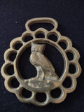 Vintage Brass Horse Harness Medalion Owl (lot 2986c)