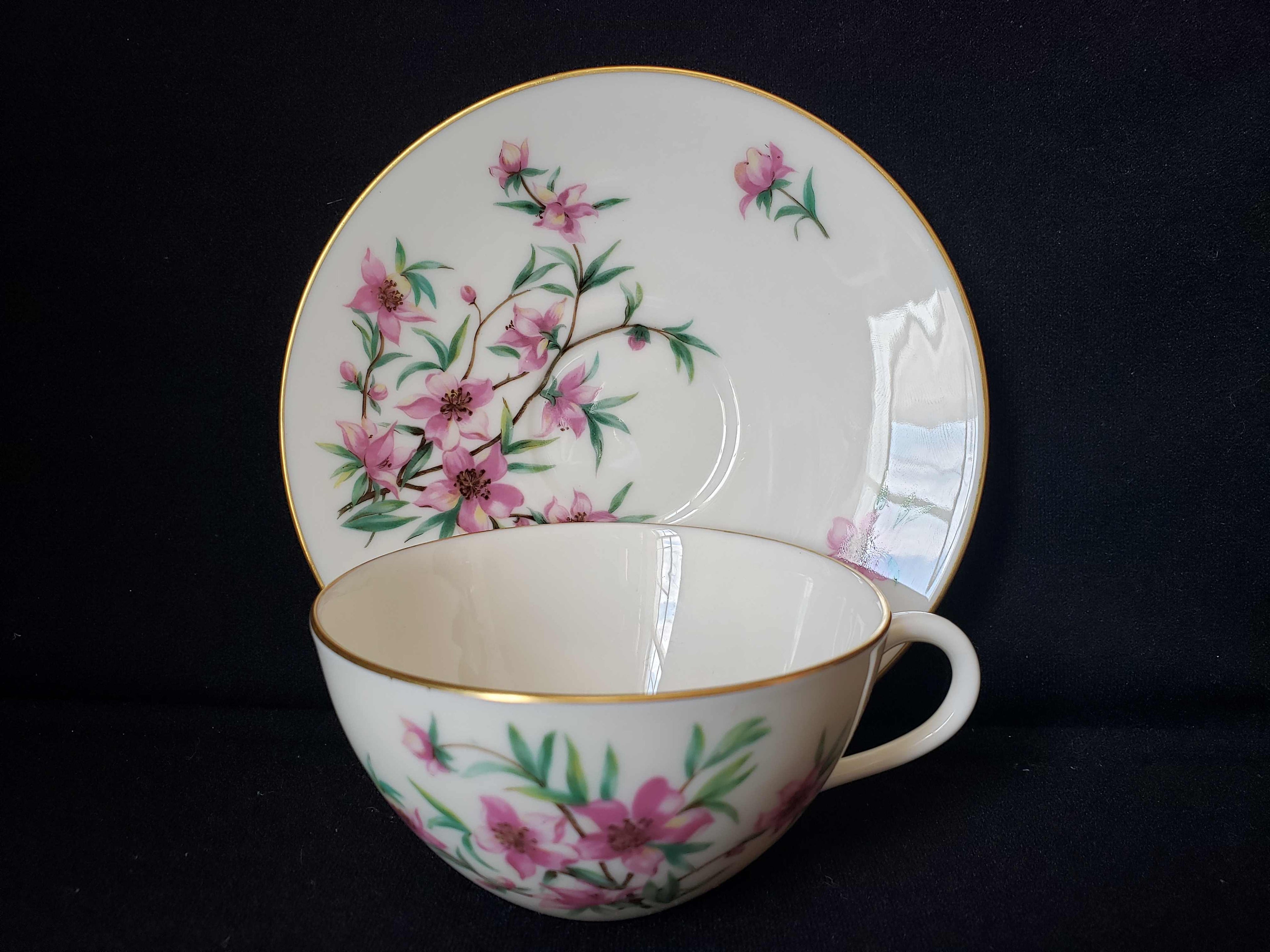 Vintage Lenox Peach Tree Tea Cup with Saucer (lot 1942)
