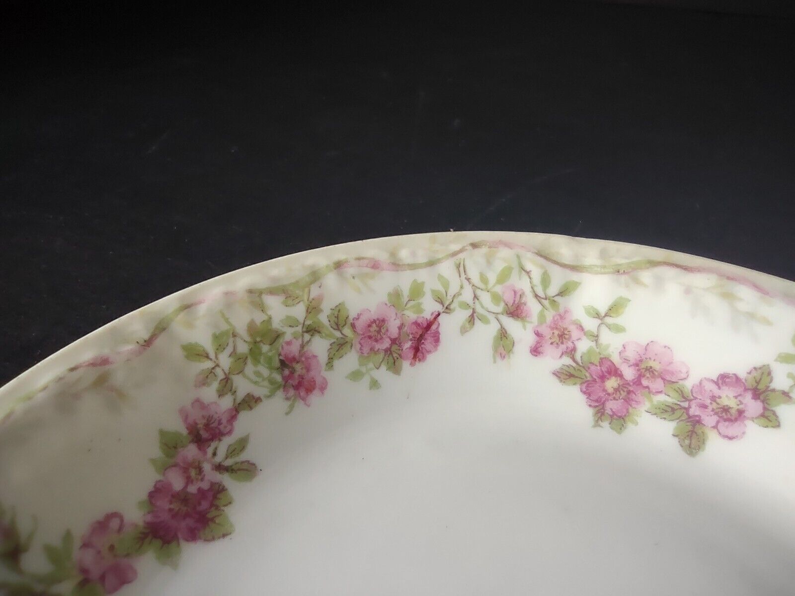 GDA Limoges Small Bowl 5" Apple Blossom Garland Swag Ribbon (lot 750)