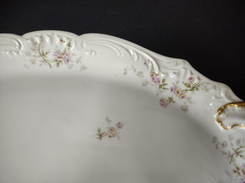 Haviland Limoges Gold Handle Pink Purple Rose Serving Platter 16" (lot 339)