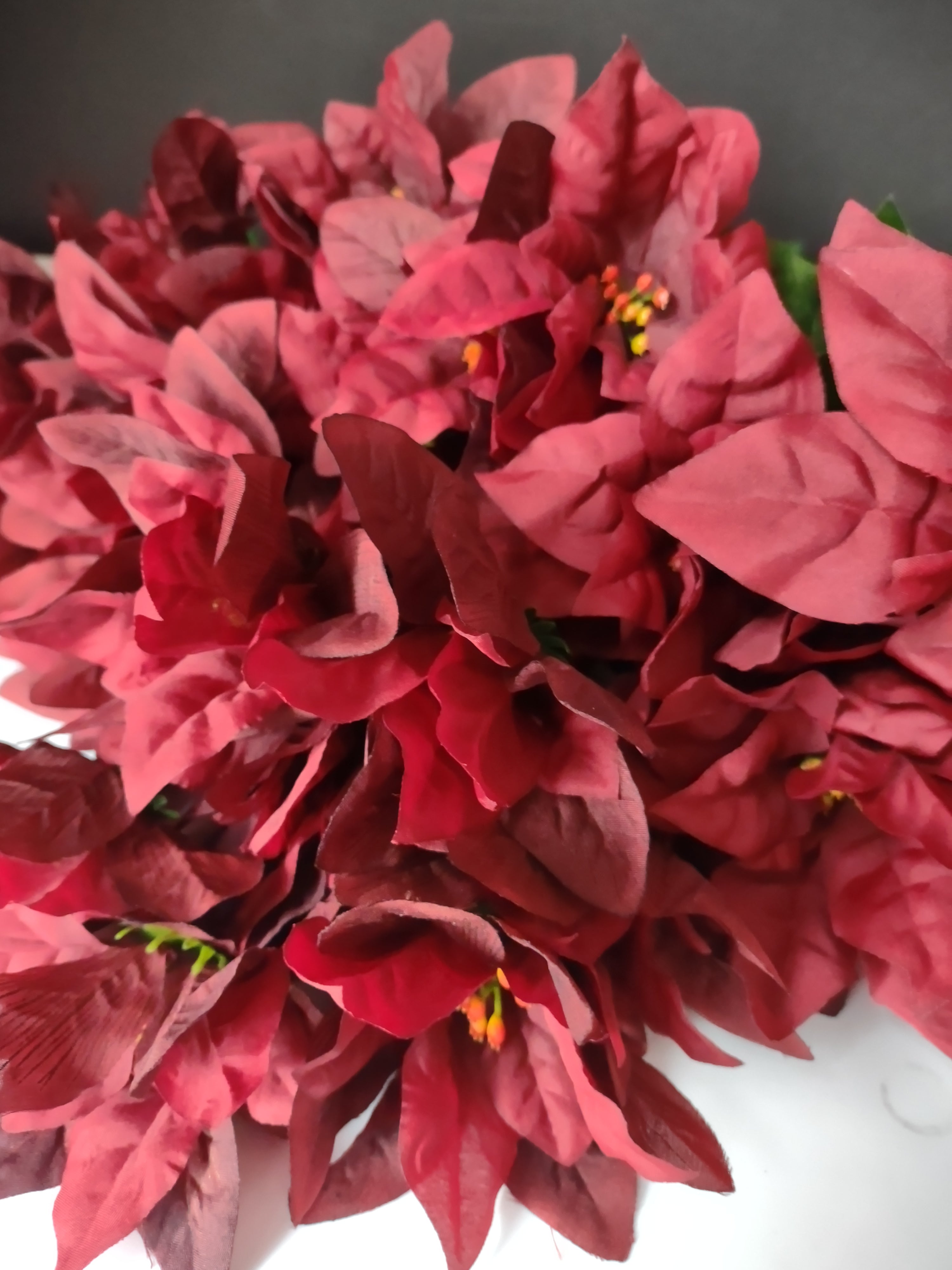 Christmas Lot Artificial Flower Poinsettia Red 12 stems 17" Long (lot 3344)