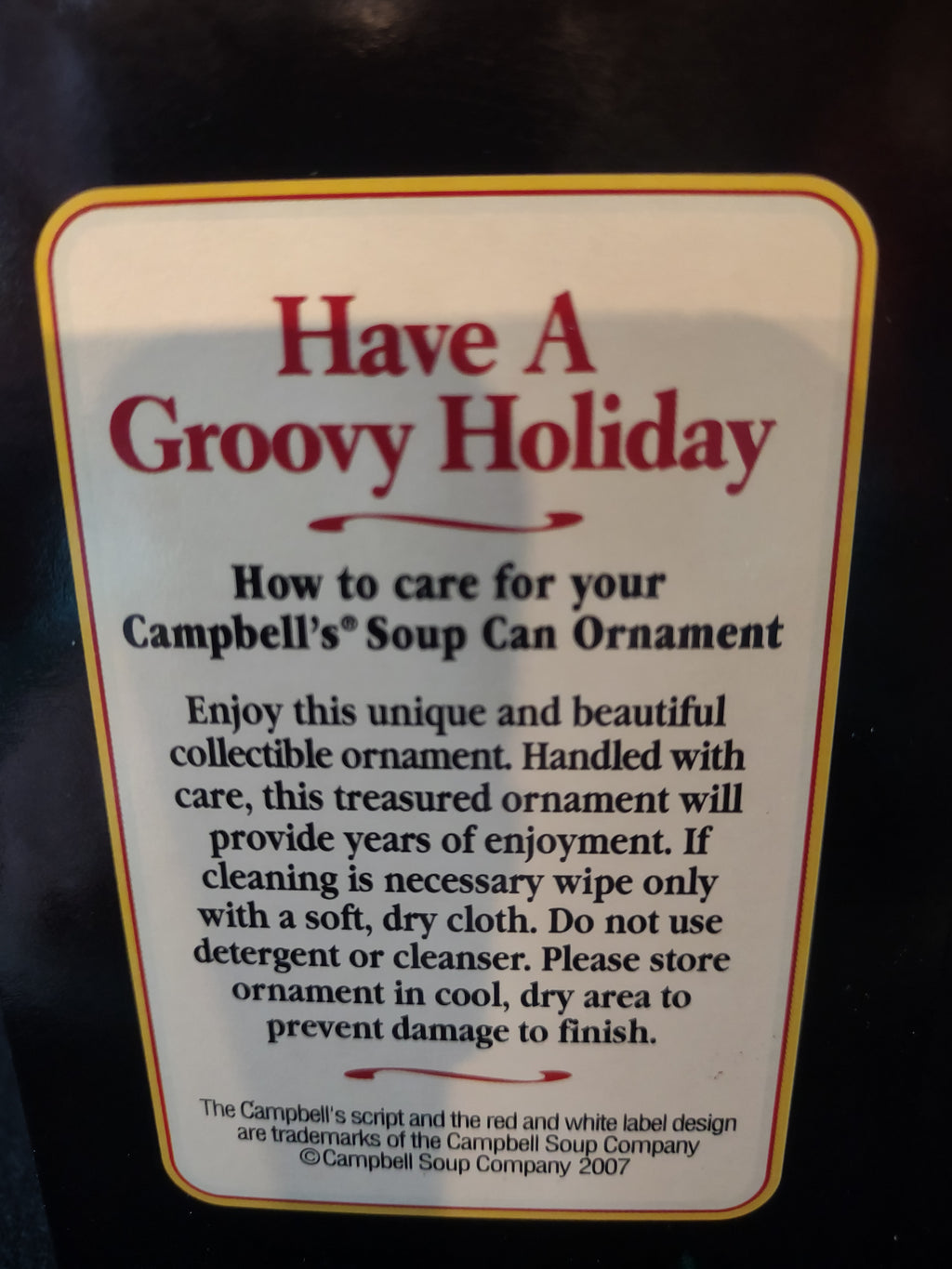 Vintage 2007 Groovy Campbells Soup Can Christmas Ornament Pink Blue (Lot 4687)