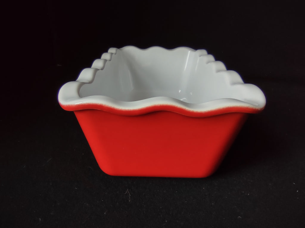 Emile Henry Vtg Loaf Pan Scalloped Edge Baking Dish France 6164 Red (lot 2773c)
