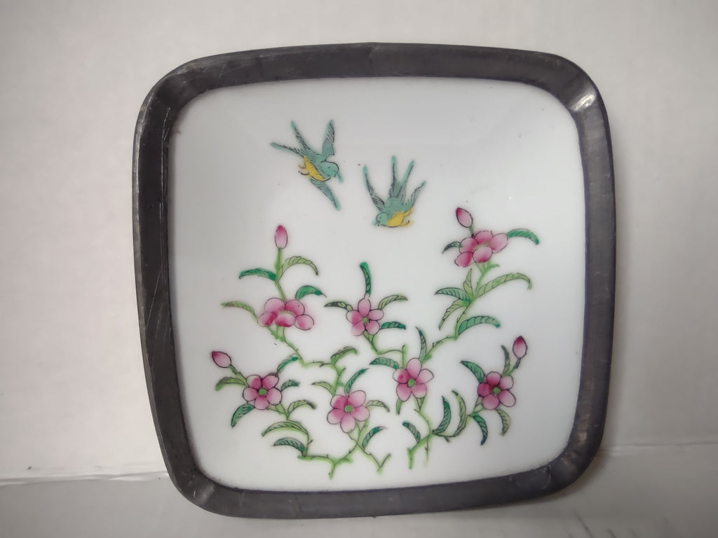 Vintage Japanese Porcelain Ware Hong Kong Bowl Ashtray Birds Flowers (lot 5333)