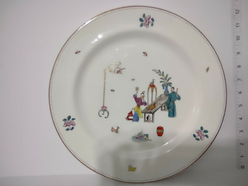 034 Vintage Bone China Platter Reproduction of Early Worcester Chinese Motiv