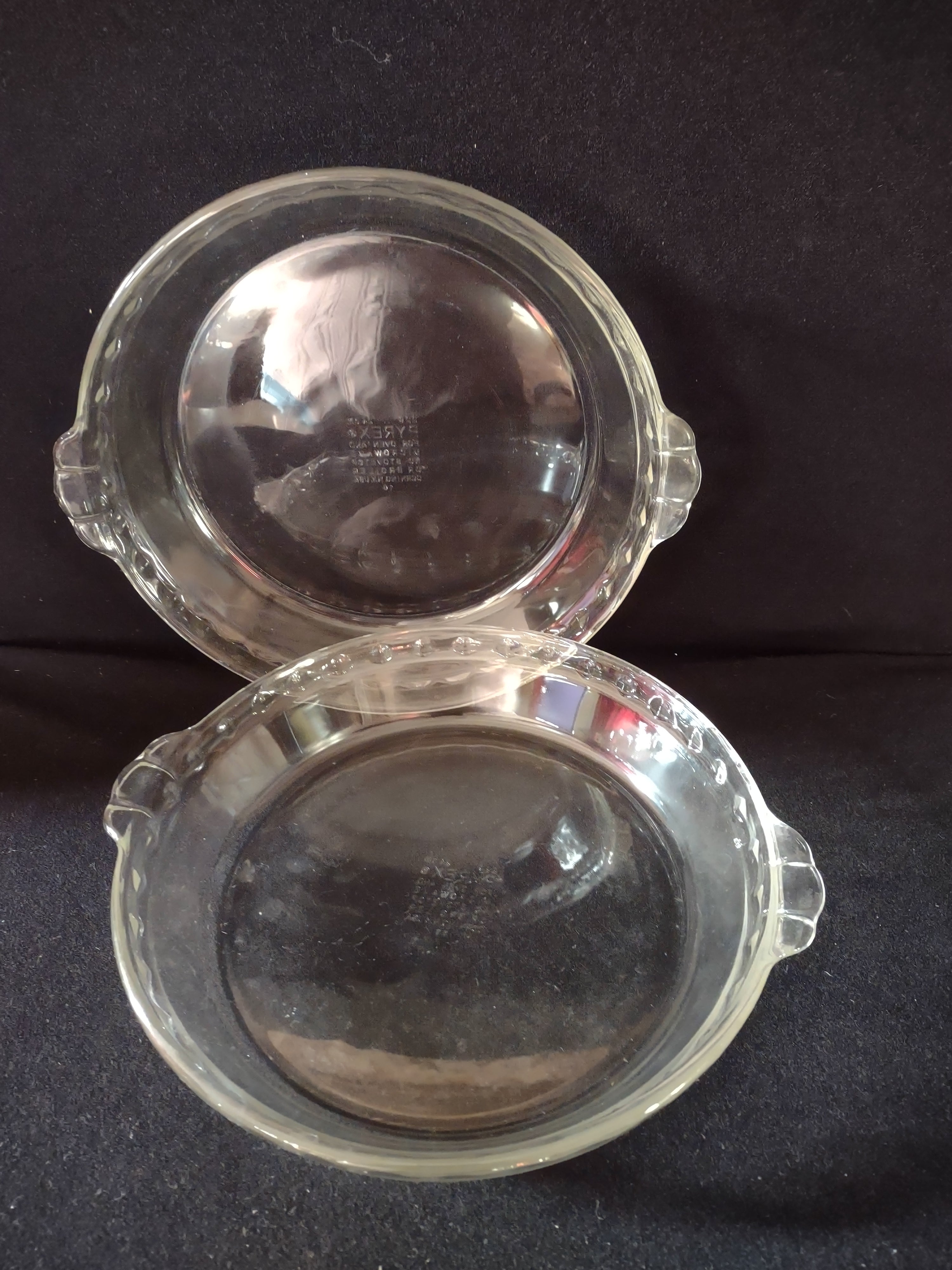 Vintage Pyrex 9" Clear Glass Pie Pans Set Of 2 (Lot 5041)