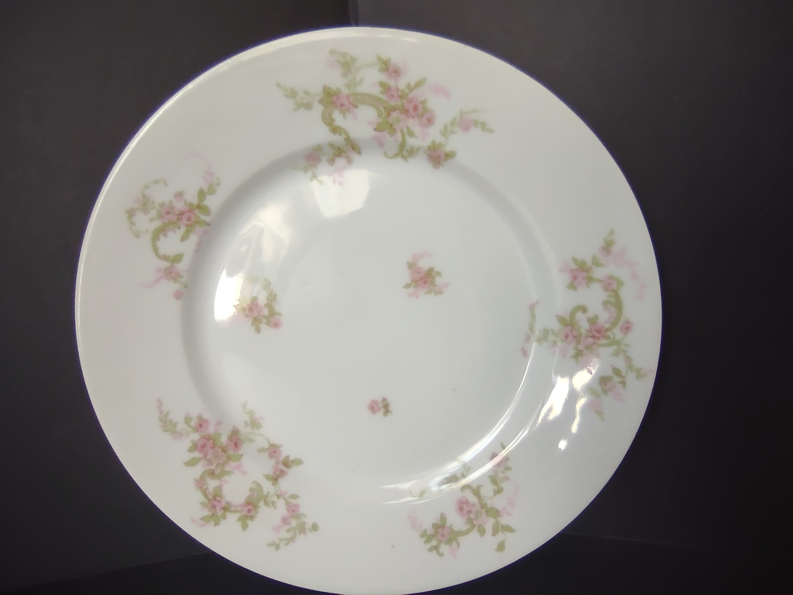 Haviland Limoges Dinner Plate Pink Rose Green Ribbon (lot 890)
