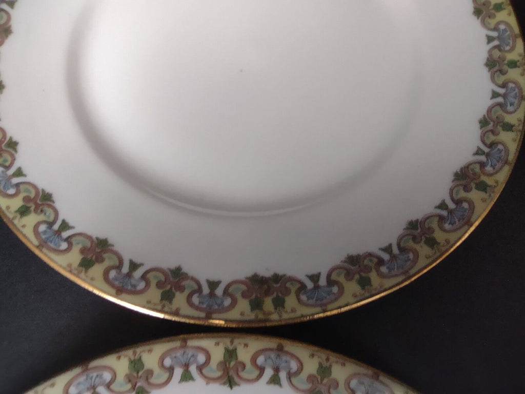 Wm Guering Limoges France 4 x Salad Plate Yellow Gold Design (lot 530)