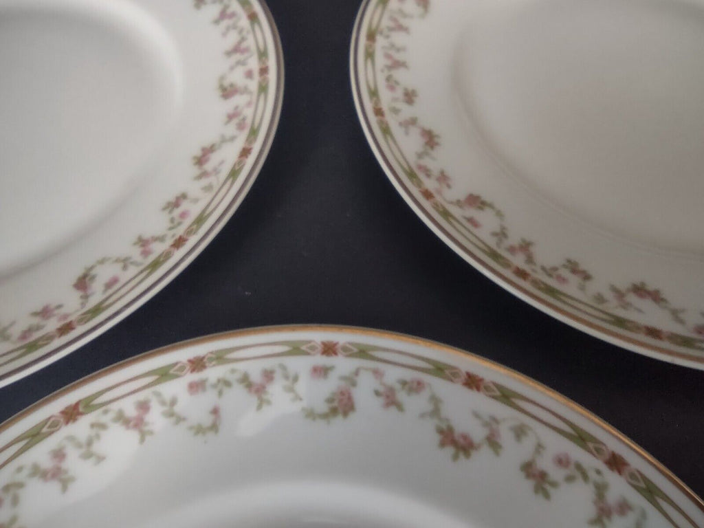 Haviland Limoges Schleiger 346 Red Rose 3 x Salad Lancheon Plate 8-1/2" (lot 545