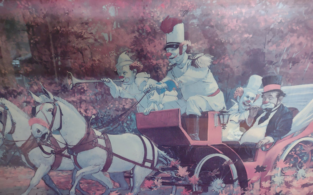 Clown Pink Robert Owen Once Around the Park Picture ONLY 28" x 22" (lot 3319c)