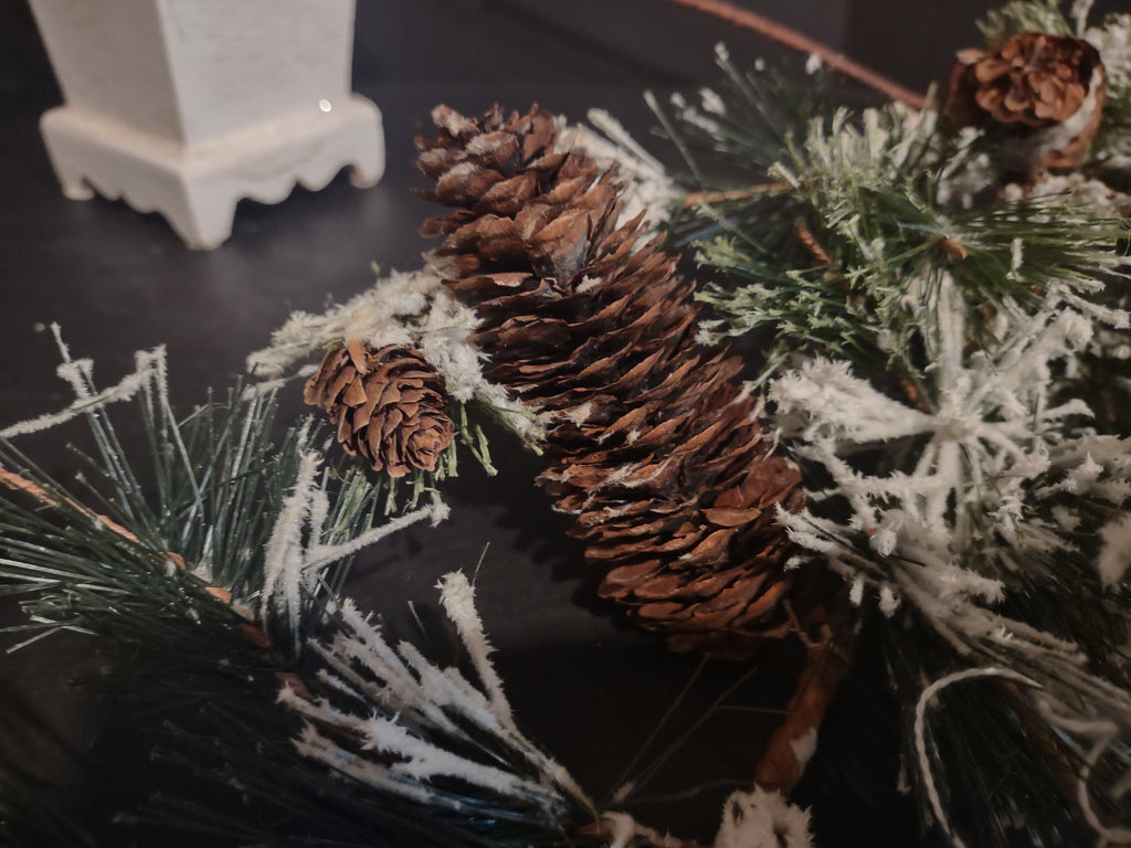 Christmas Vintage Topiary Flower Iced Pinecones Branch (lot 1272)