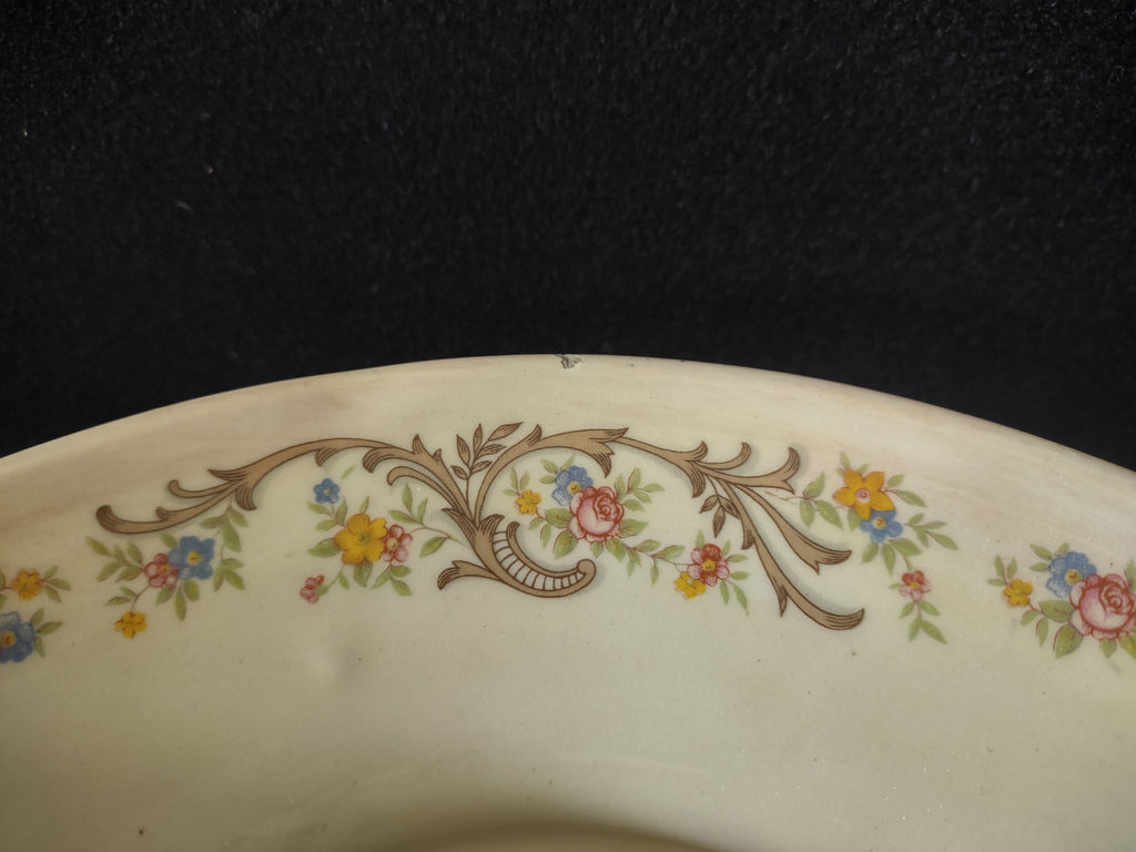 Vintage Floral Round Vase Heavy Crazing Aged Cottage (lot 5522)