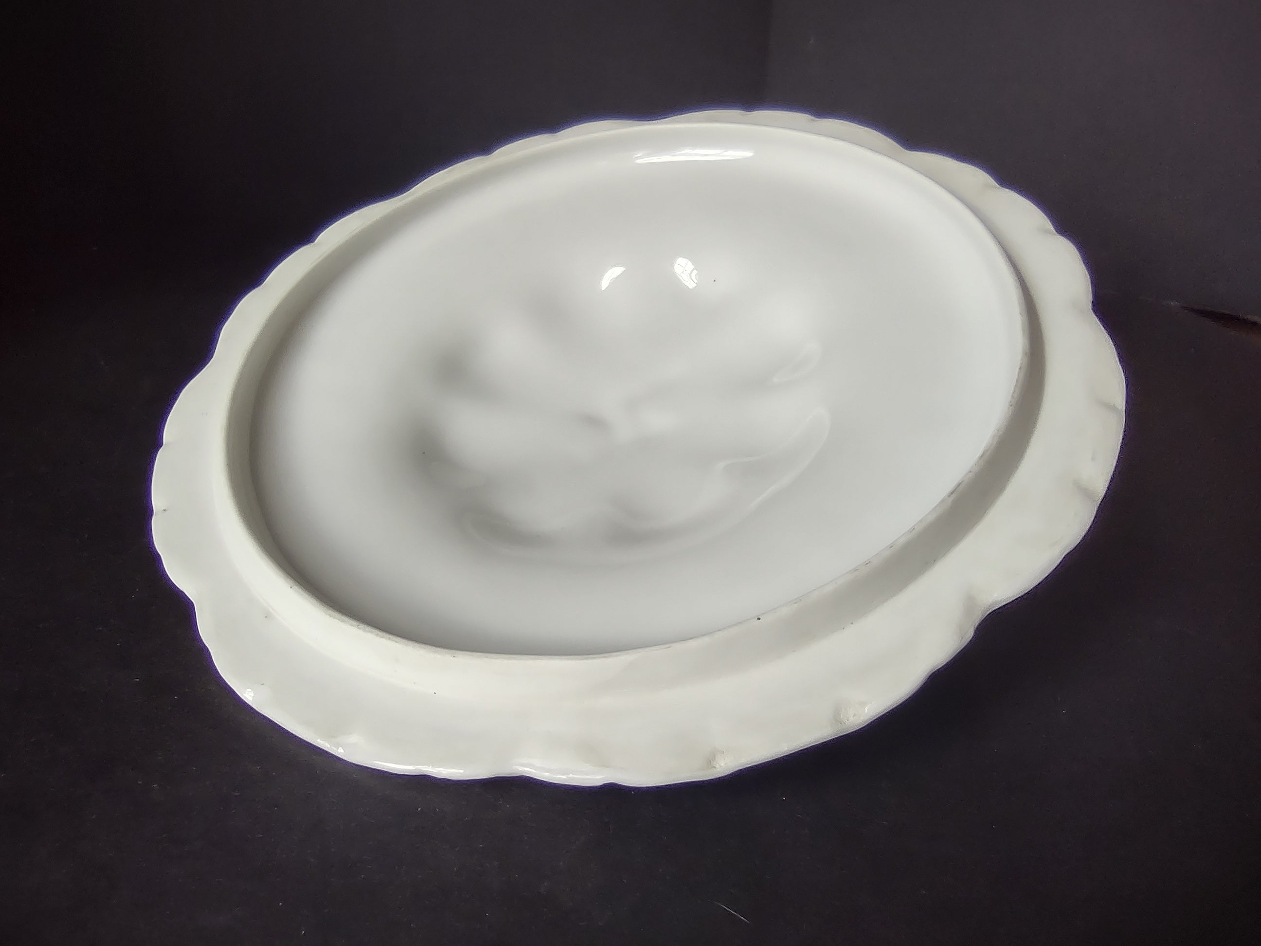 Haviland France Limoges Round LID ONLY for Serving Bowl Plain White (lot 1022)