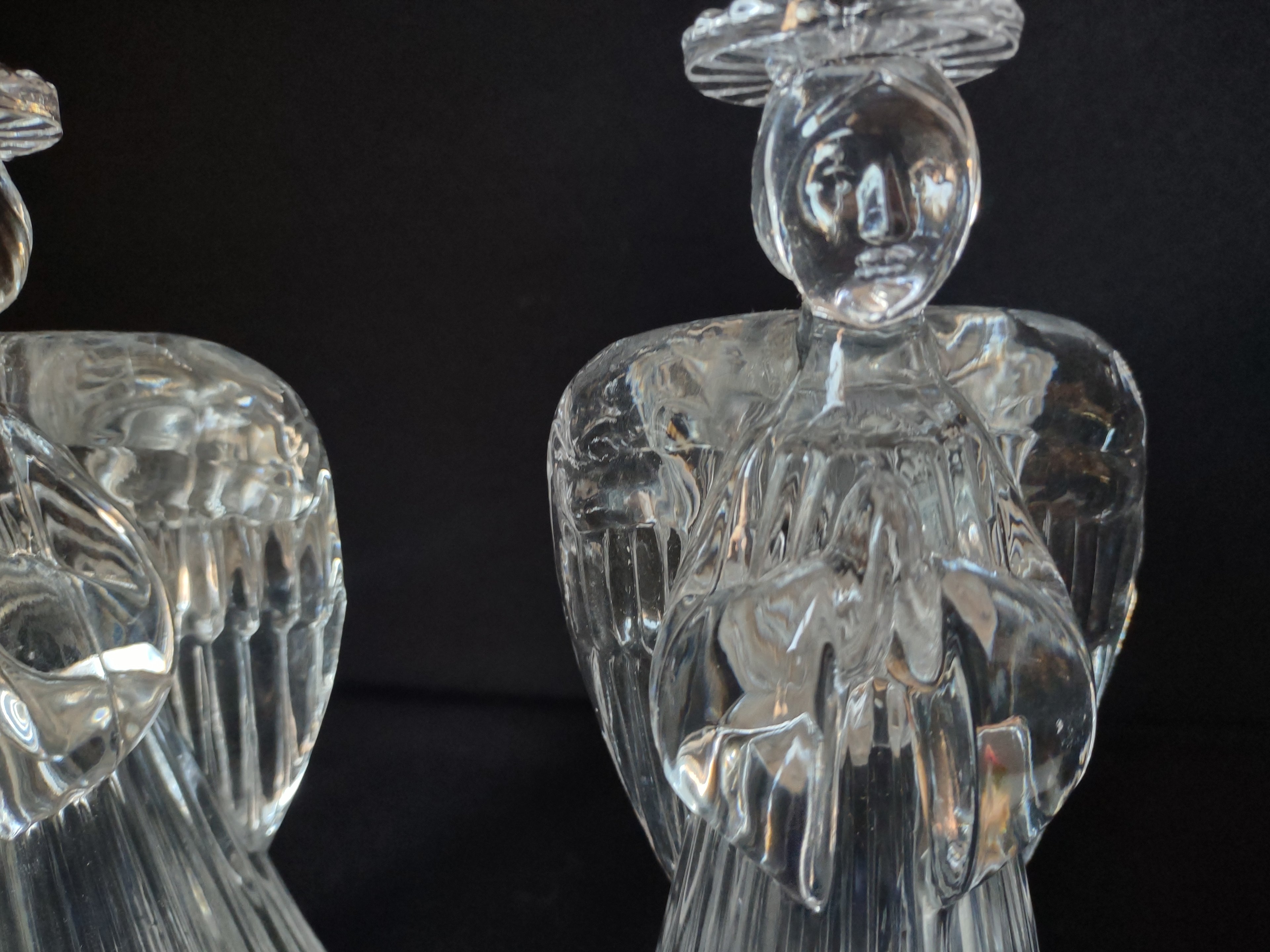 Christmas Set of 2 Glass Angels Candle Holders (lot 1577)