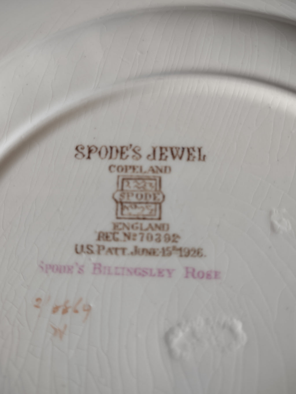 Vintage Spode Dinner Plate Billingsley Rose Ironstone Set Of 4 (Lot 5786)