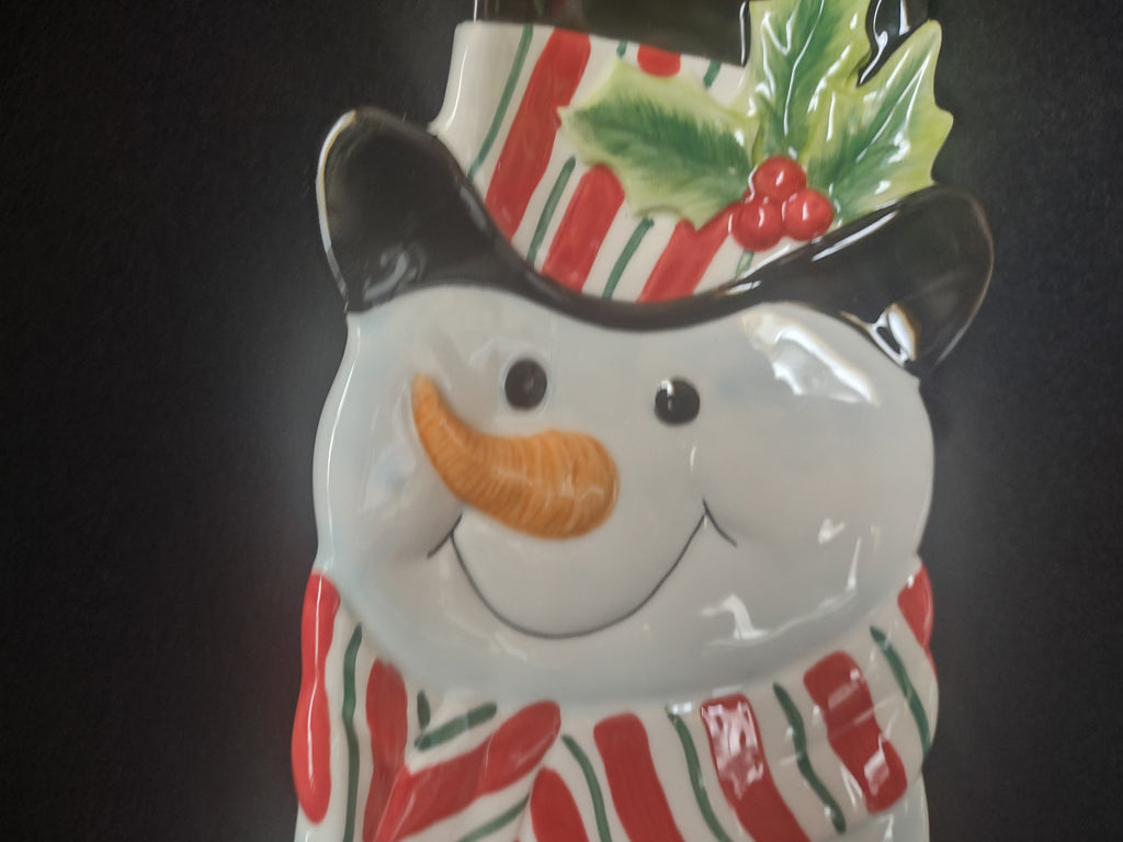 Fitz and Floyd Holiday Christmas Snack Therapy Snowman Server (lot 1532)