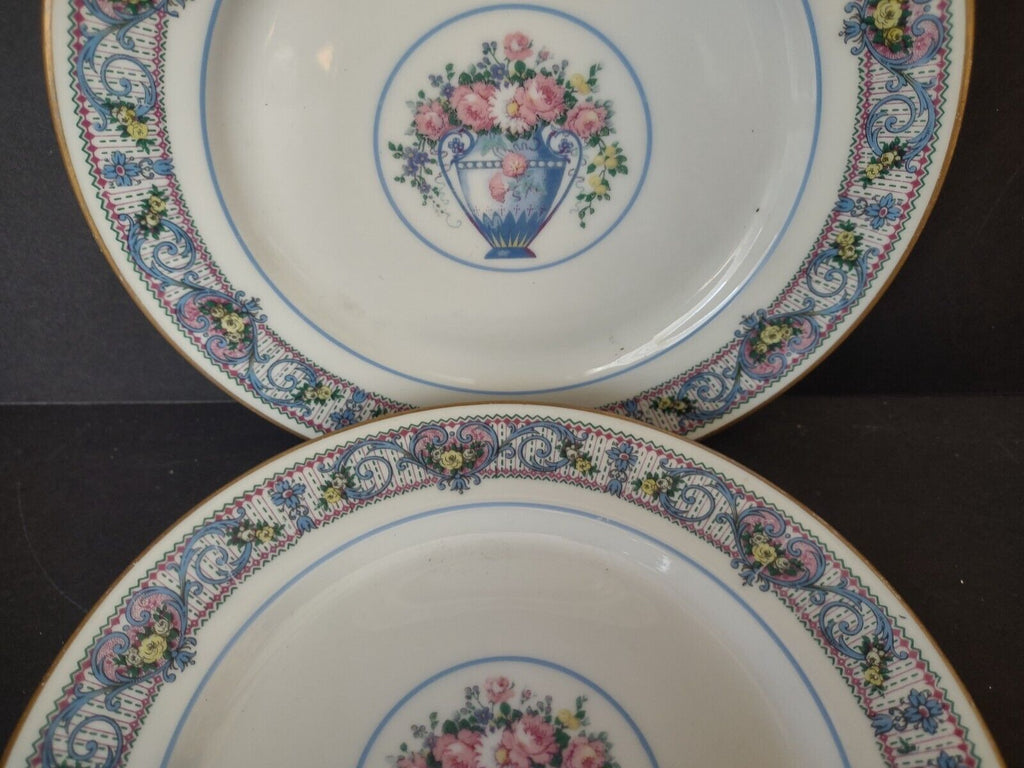 Set of 4 Limoges France Dessert Salad Blue Floral Plate 7-3/4" (lot 439)