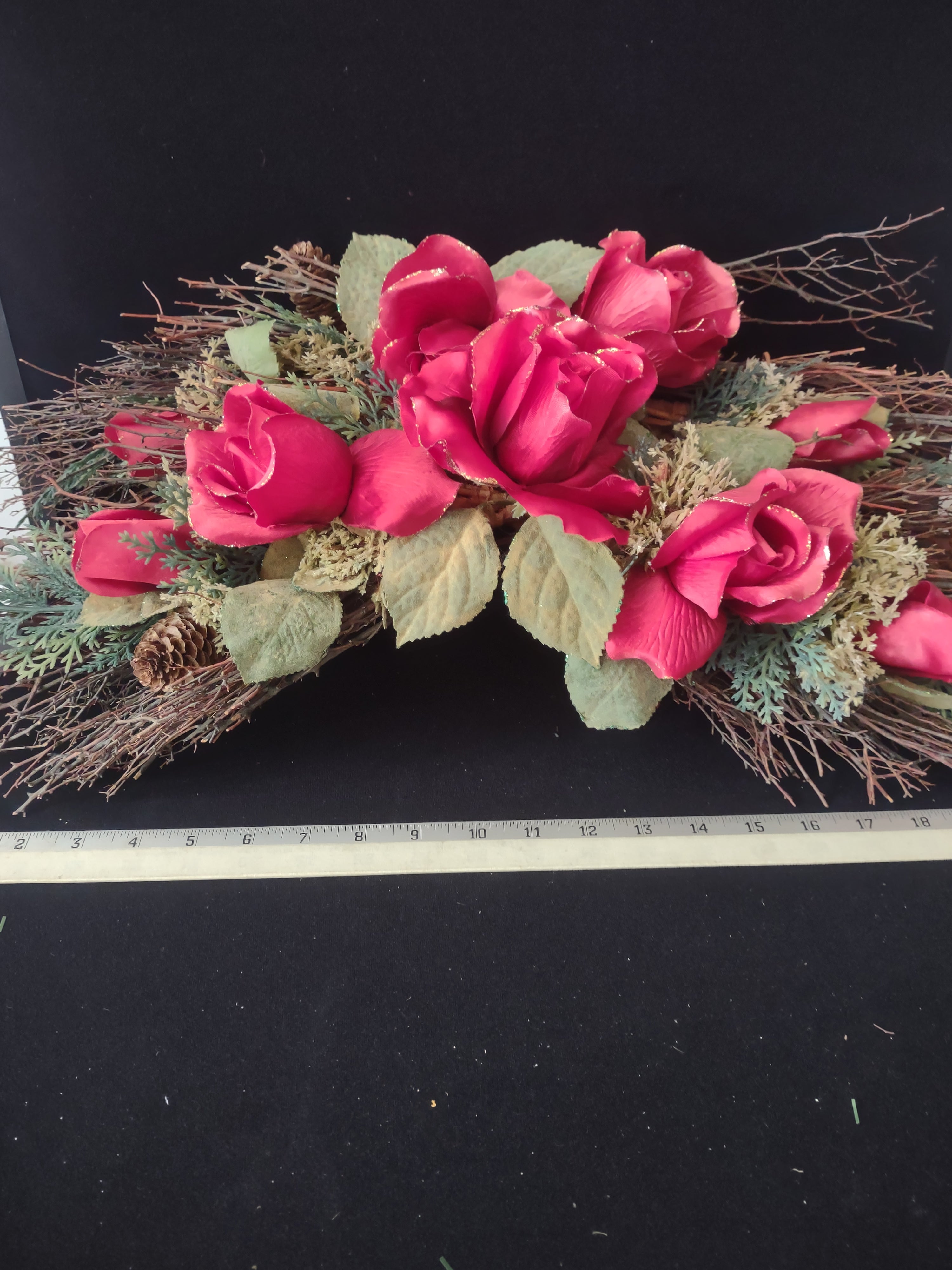 Christmas Rose Twig Pine Cone Swag Set Of 2 (Lot 3481)
