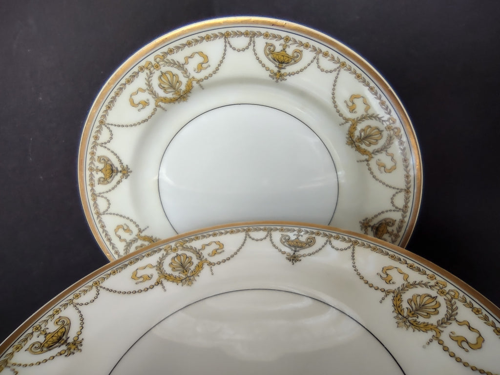 Haviland Limoges Eugenie 8 x Bread Plate Yellow Laurel Swag Ribbon (lot 940)