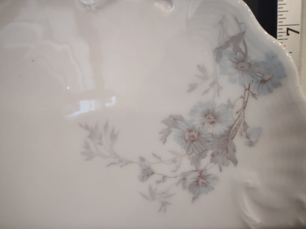 A L Limoges Set Luncheon & Dessert Plate Blue Daisy Flower (lot 1086)