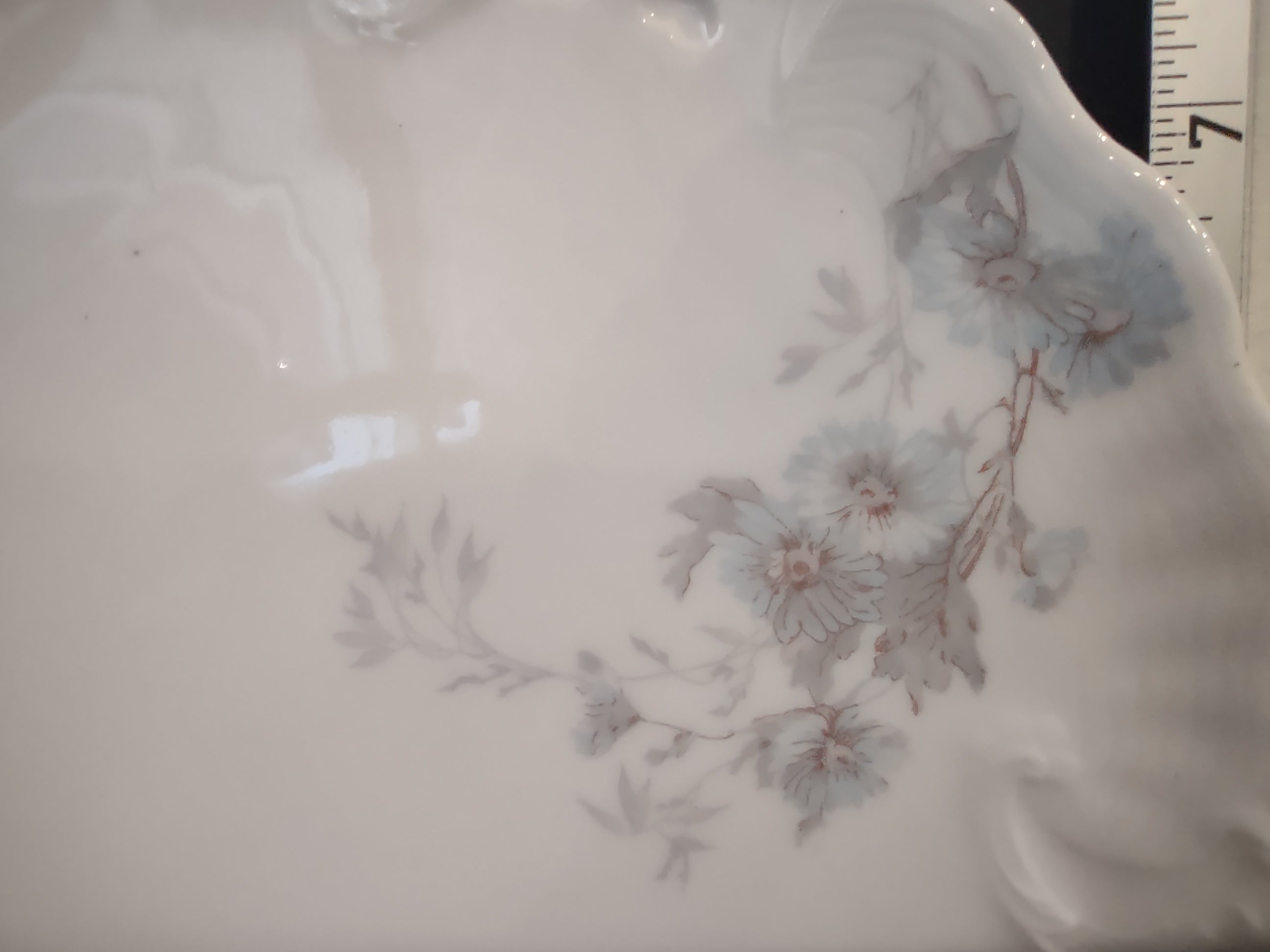 A L Limoges Set Luncheon & Dessert Plate Blue Daisy Flower (lot 1086)