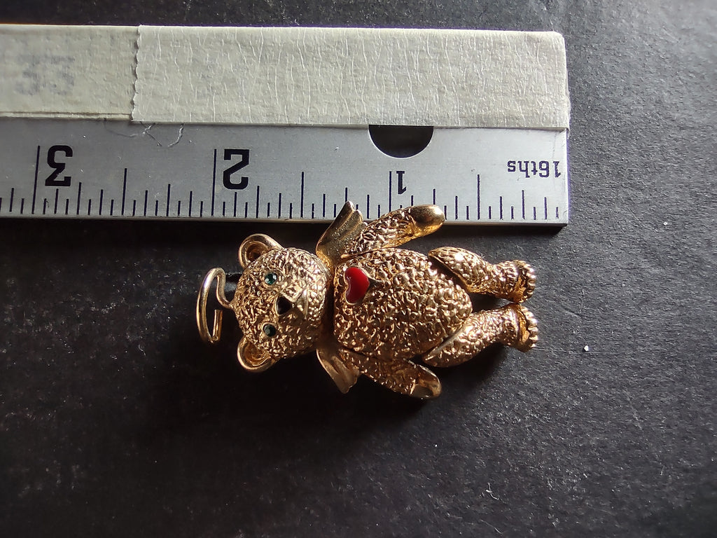 Vintage Articulated Batya Golden Bear Pin Moving Legs Arms Jewelry (lot 4400)