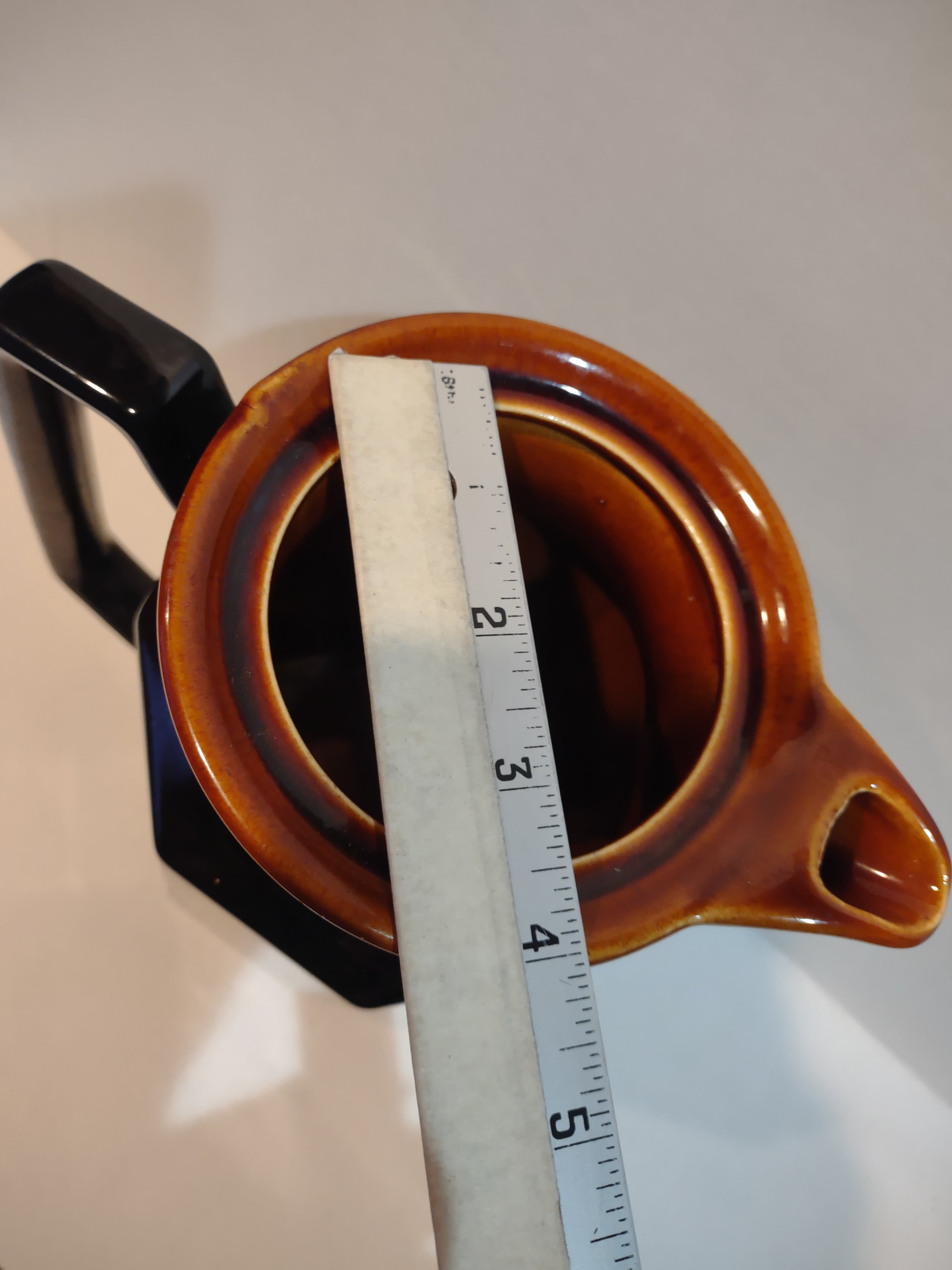 Vintage MCM Ironstone Amber Octagon Pitcher No LID Rustic (lot 5012)
