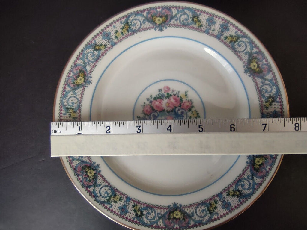 Set of 4 Limoges France Dessert Salad Blue Floral Plate 7-3/4" (lot 439)