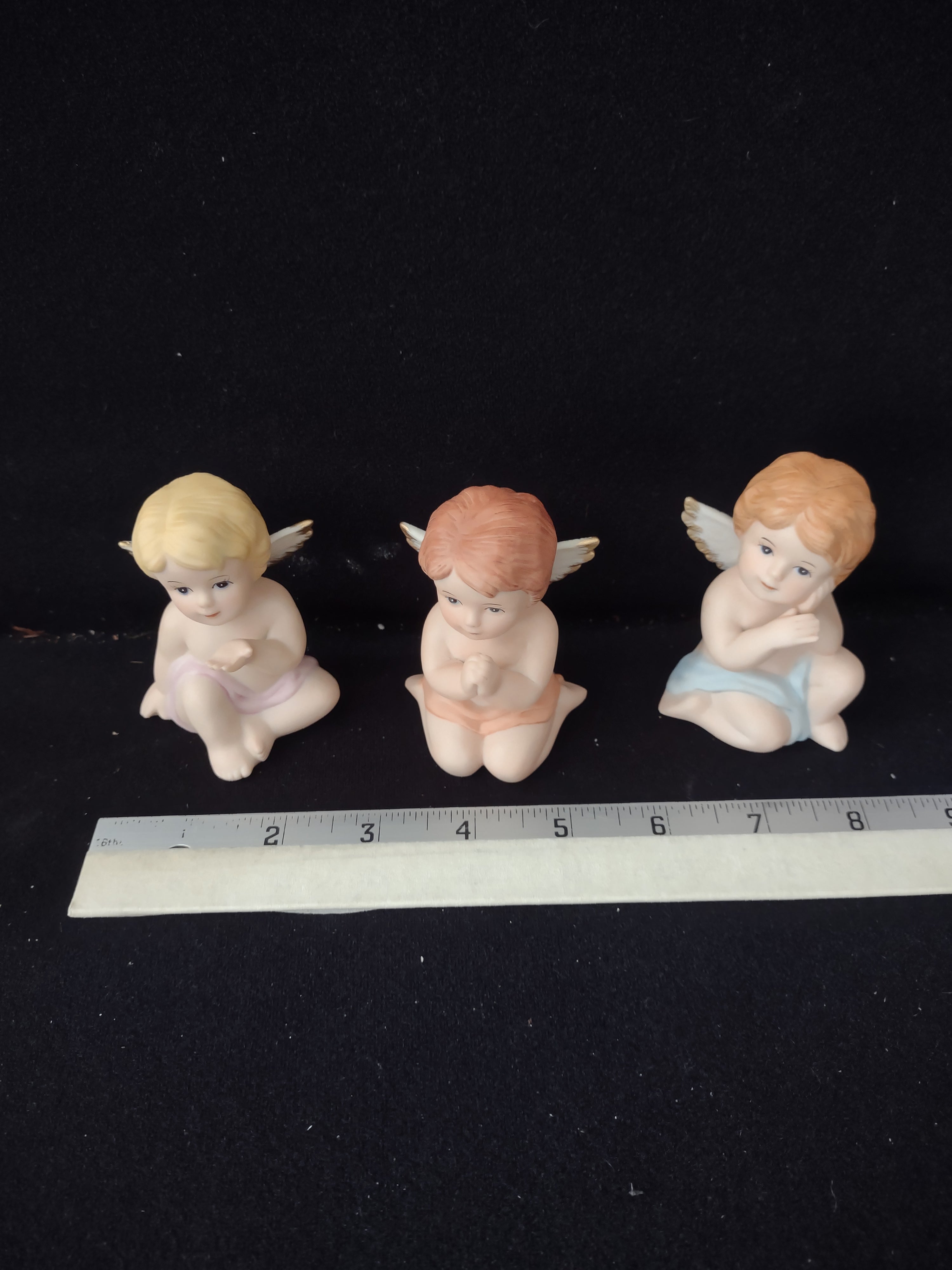 Vintage Homco Heavenly Cherub Angel Figurines Set of 3 (Lot 3947)