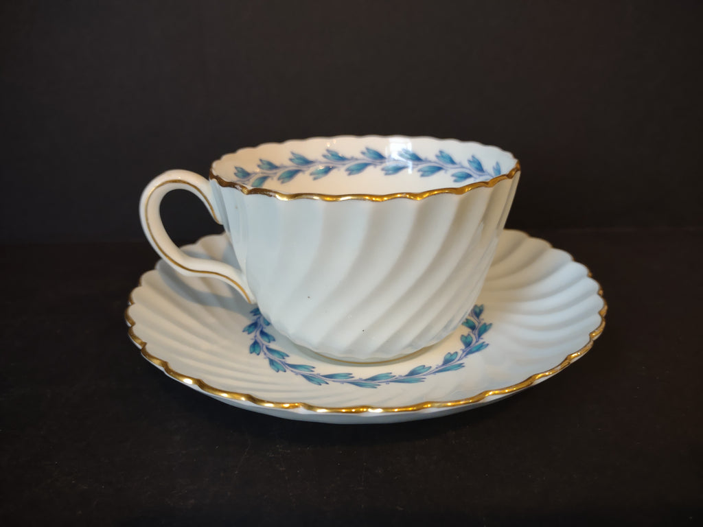 Vintage Minton England Bone China Cheviot Blue Tea Cup Saucer (lot 5440)
