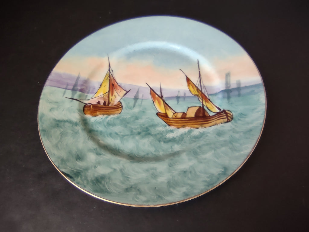 Limoges France Cabinet Plate Boats Design 10-1/4" (lot 1115)