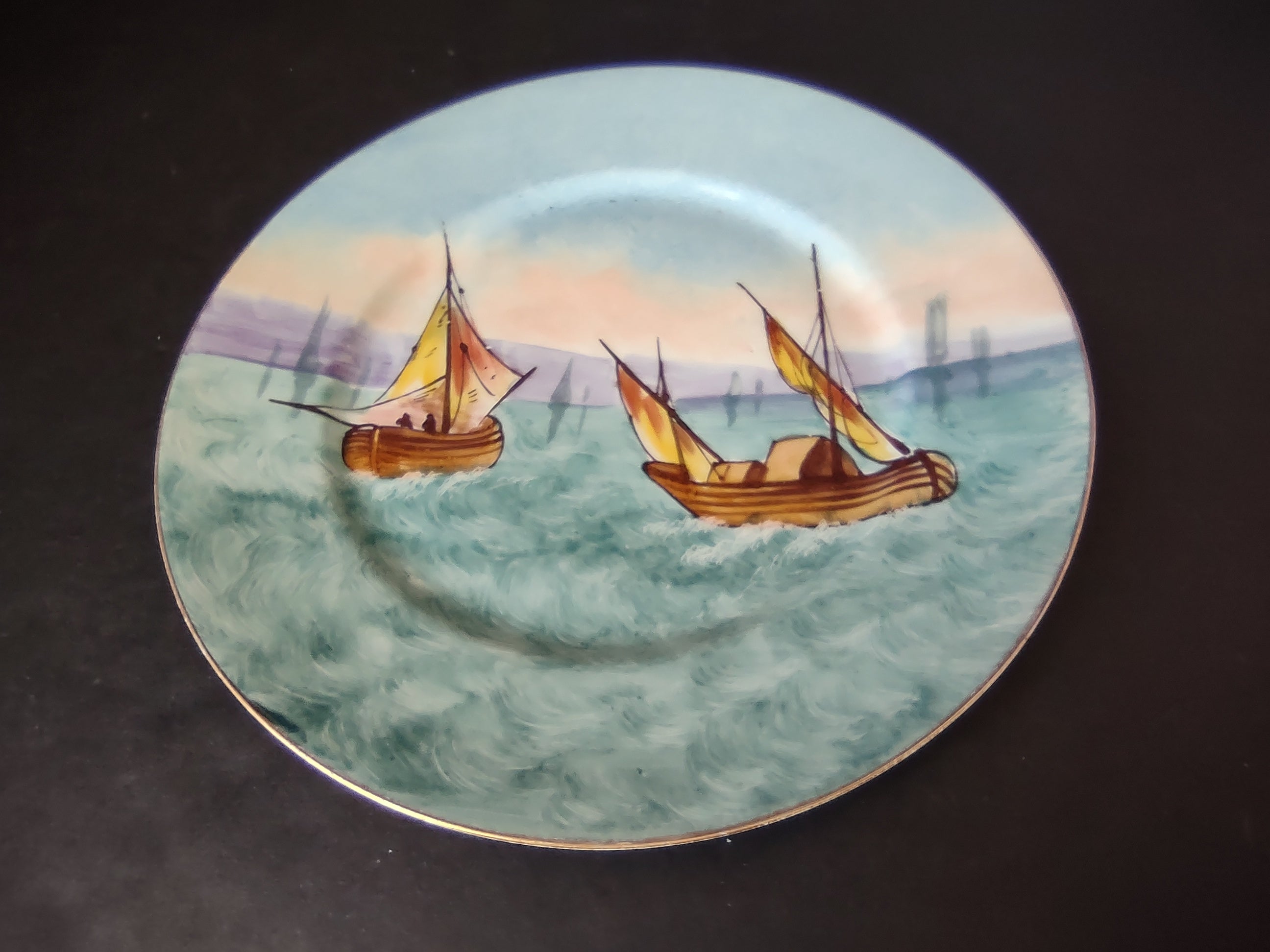 Limoges France Cabinet Plate Boats Design 10-1/4" (lot 1115)
