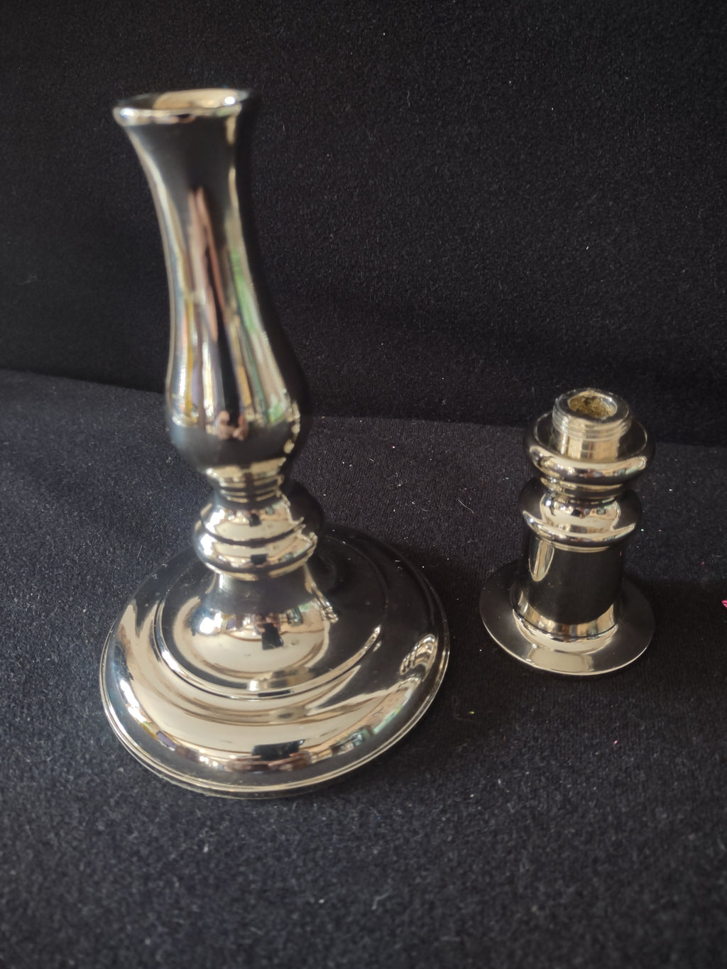 Vintage Silvertone Taper Candlestick Holder Adjusted 3.5 to 7 In. X 2 (Lot 4203)