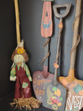 Halloween Harvest Thanksgiving Scarecrow Pumpkin Shovel Broom (lot 2998j)