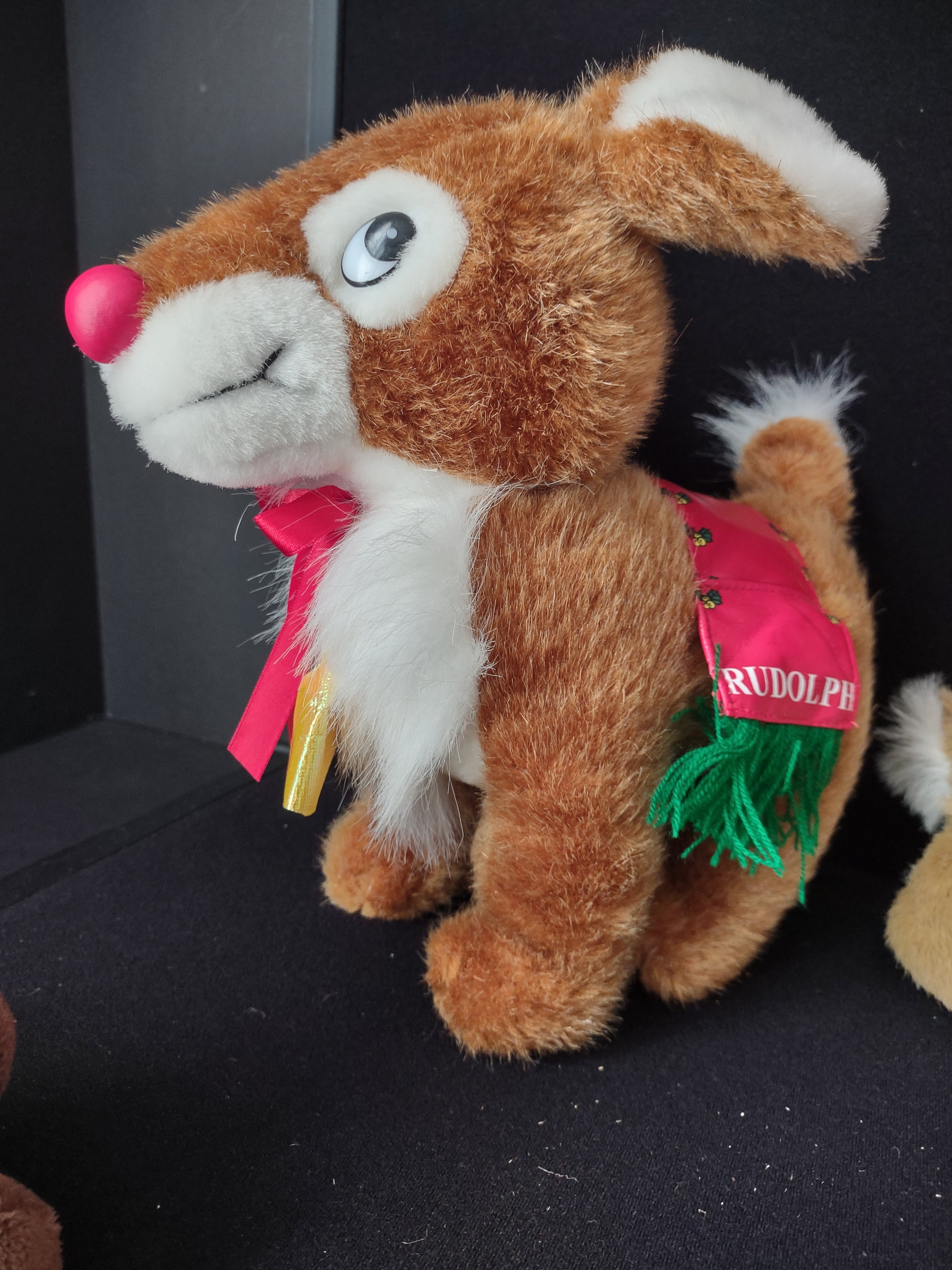Lot of 3 Plush Rudolph Reindeer Small one is Musical (lot 2358)