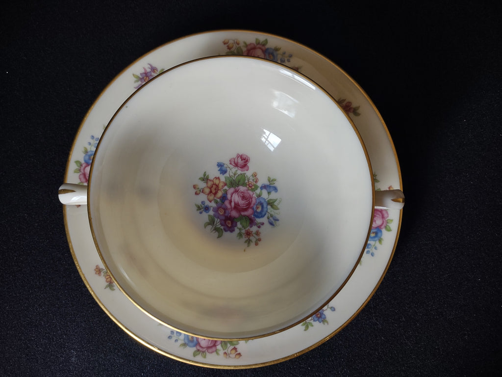 Vintage Lenox Rose L-347 Bouillon Cream Soup with Liner Gold Trim (lot 1818)