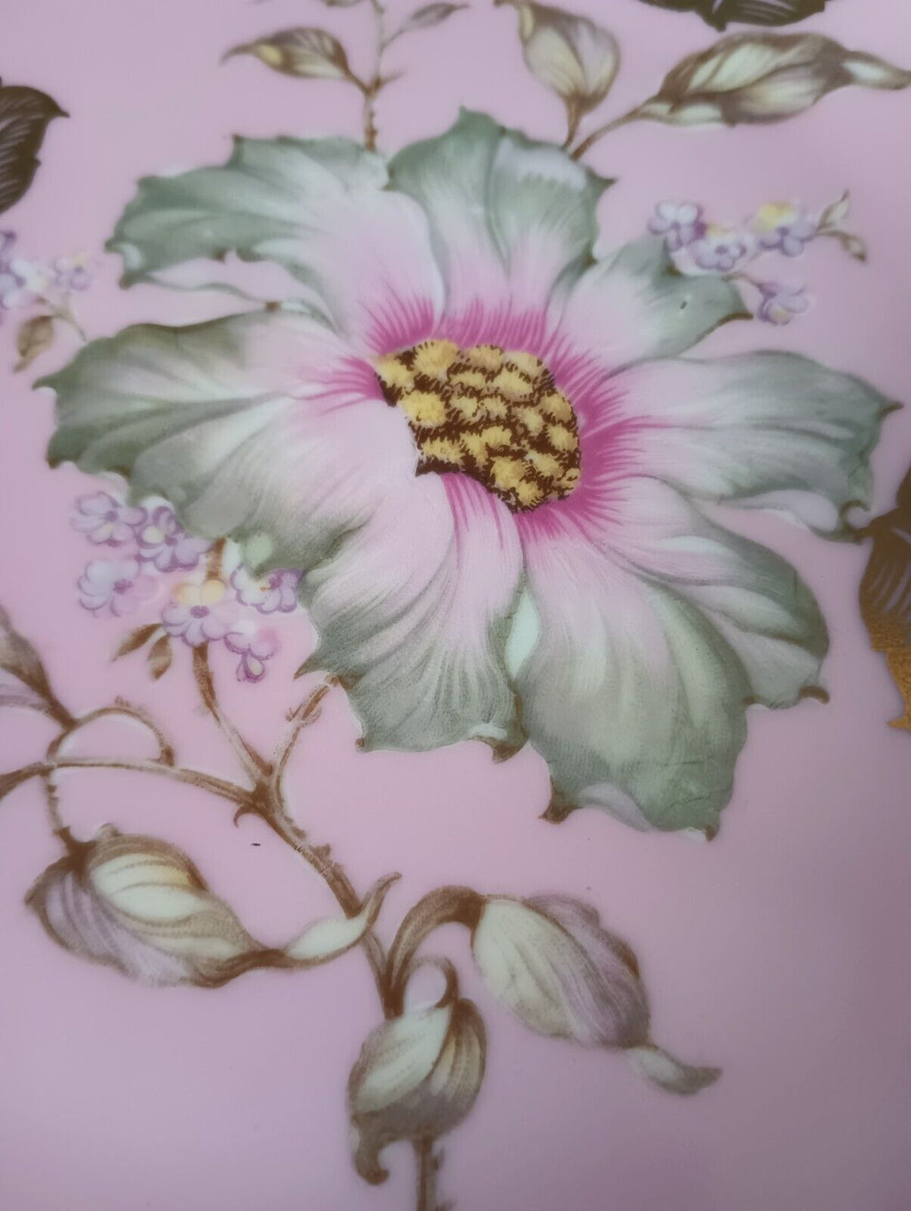 Set of 2 Dessert Plate Bavaria Pink Turquoise Flower 7-3/4" (lot 377)