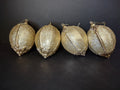 Lot of 4 Round Golden Glittery Christmas Ornaments (lot 1746)