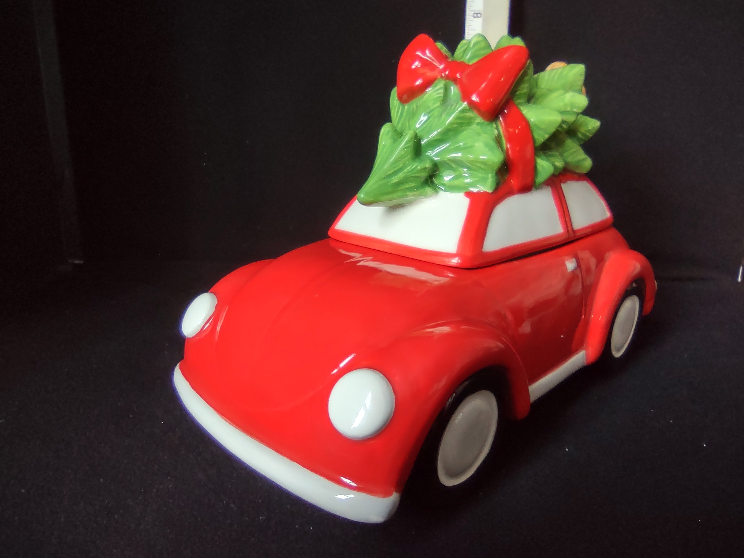 Vintage Christmas Cookie Jar "I'll be Home for Christmas" Red Car (lot 2488c)