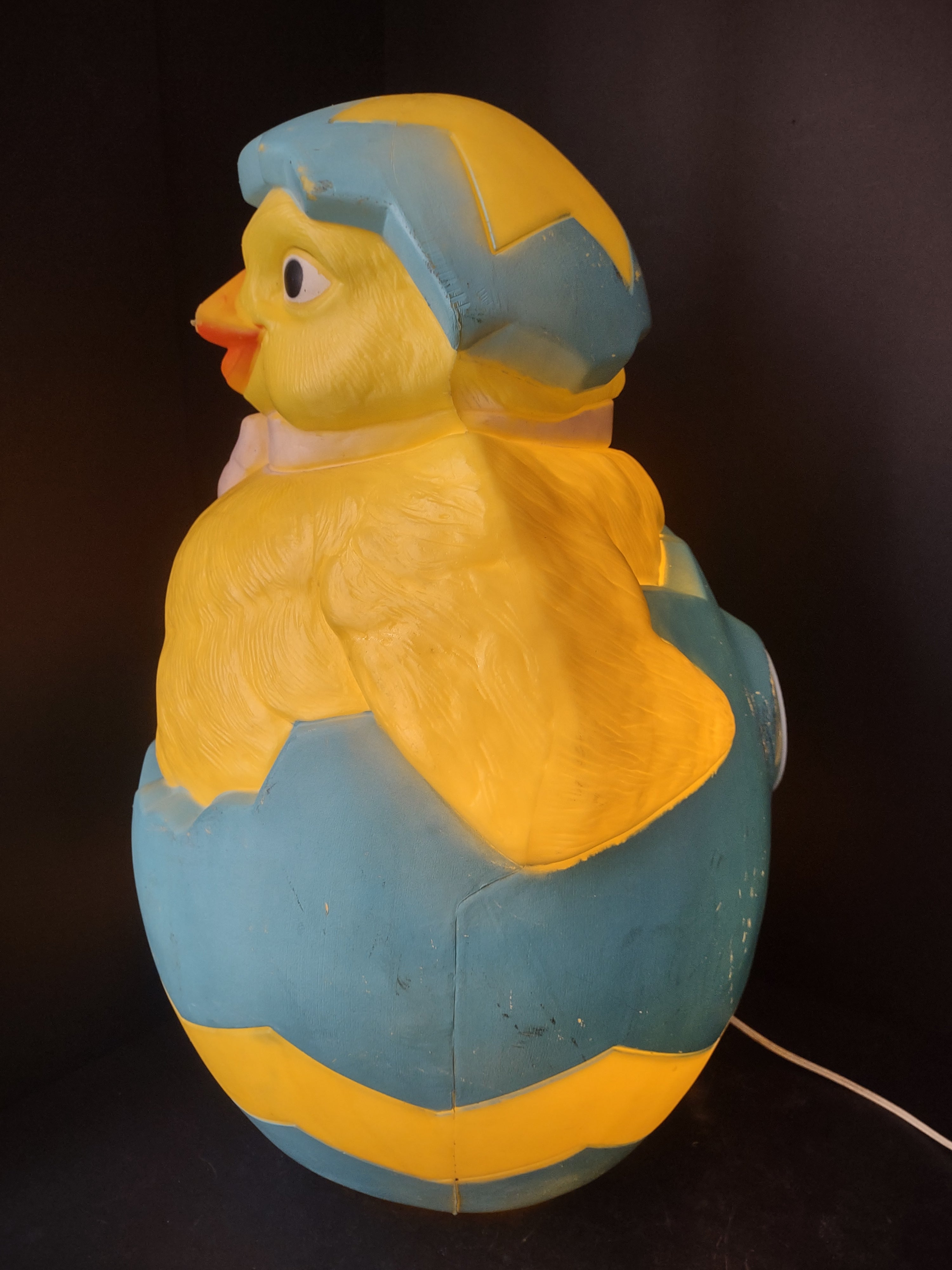 Vintage Easter Chick in Egg Lighted Blow Mold 22” Damaged Nose (lot 2542c)