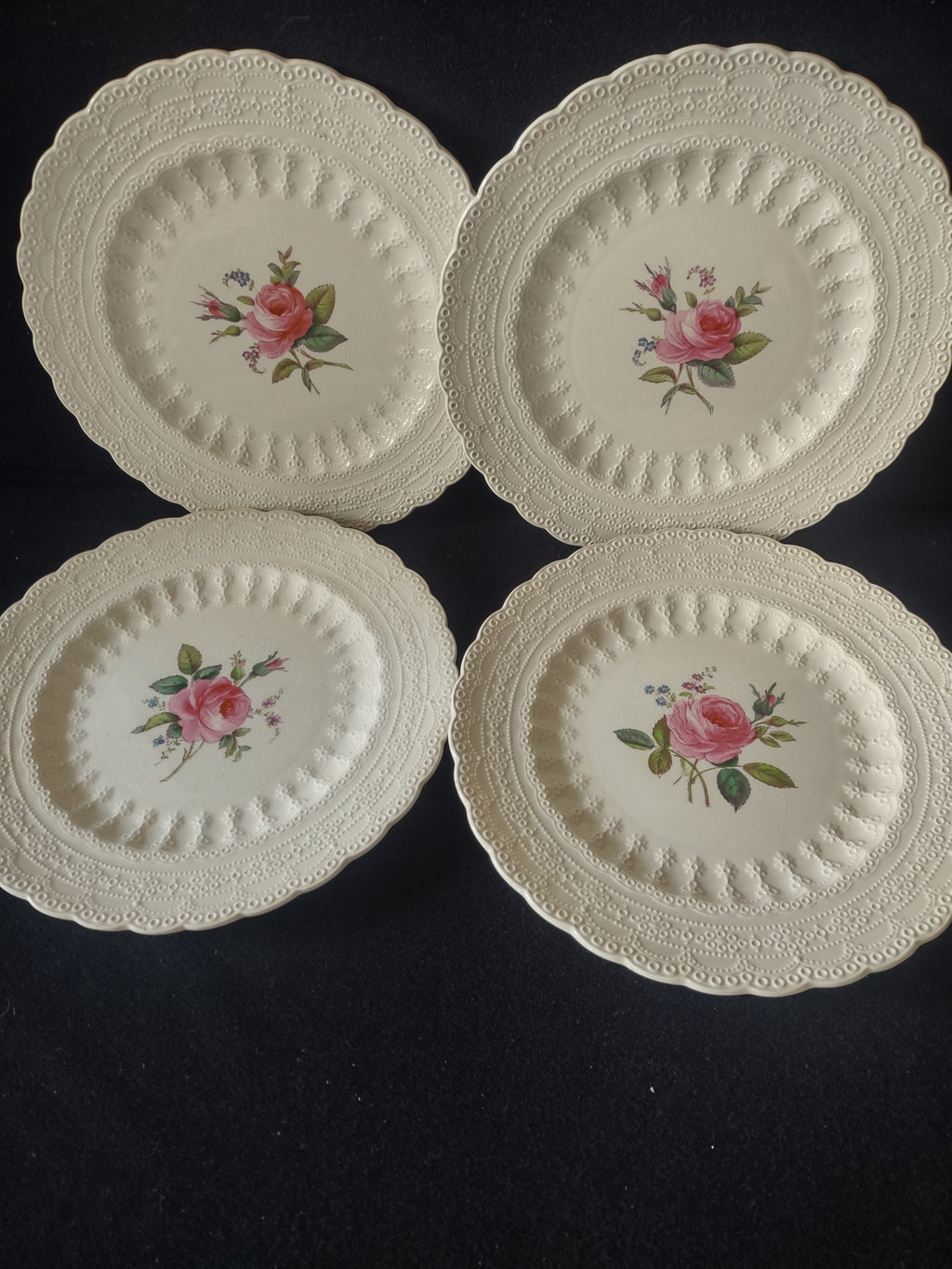 Vintage Spode Dinner Plate Billingsley Rose Ironstone Set Of 4 (Lot 5786)