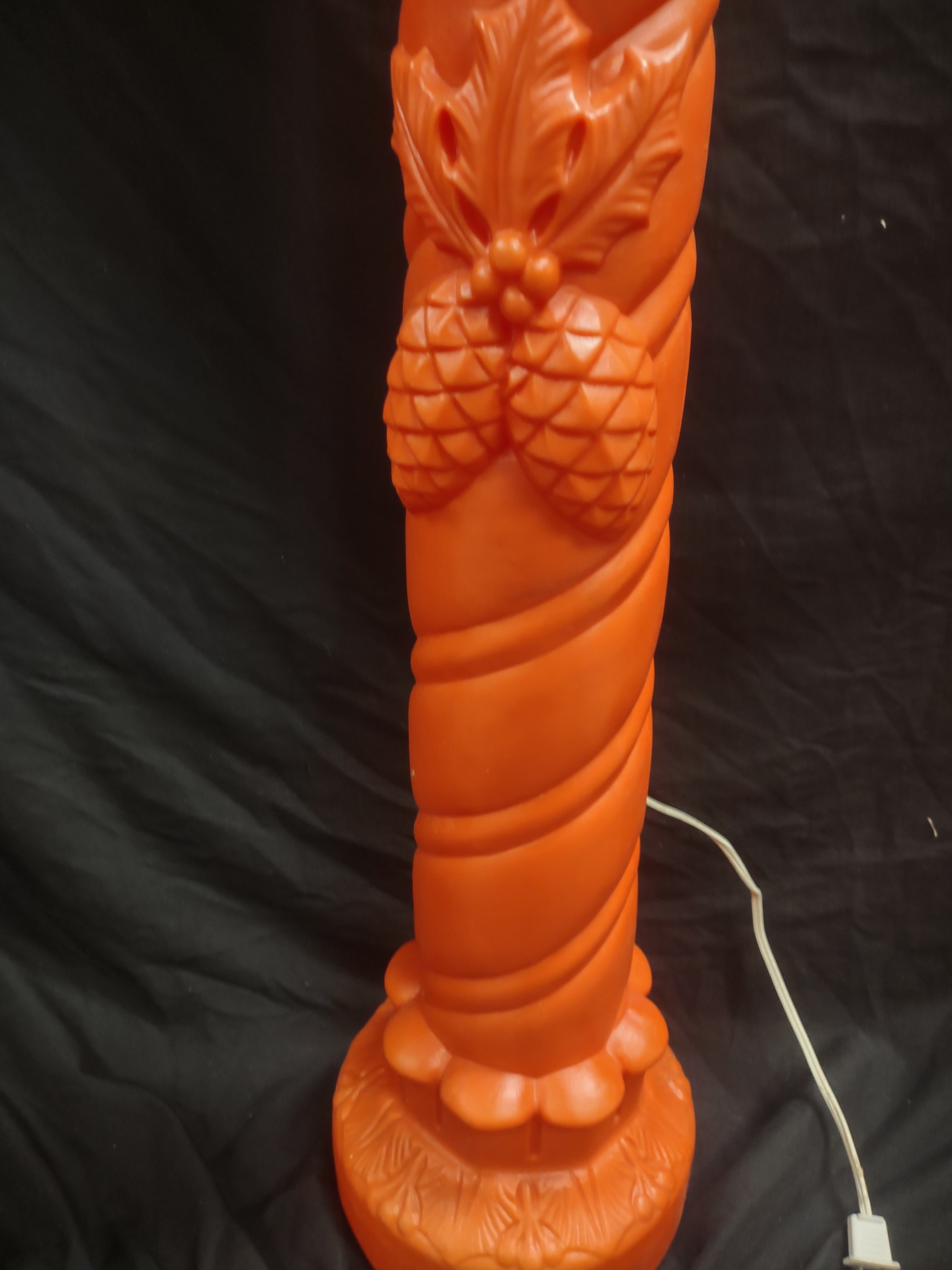 Vintage Christmas Blow Mold Candle Pine Cones Light Up 36" (lot 2320)