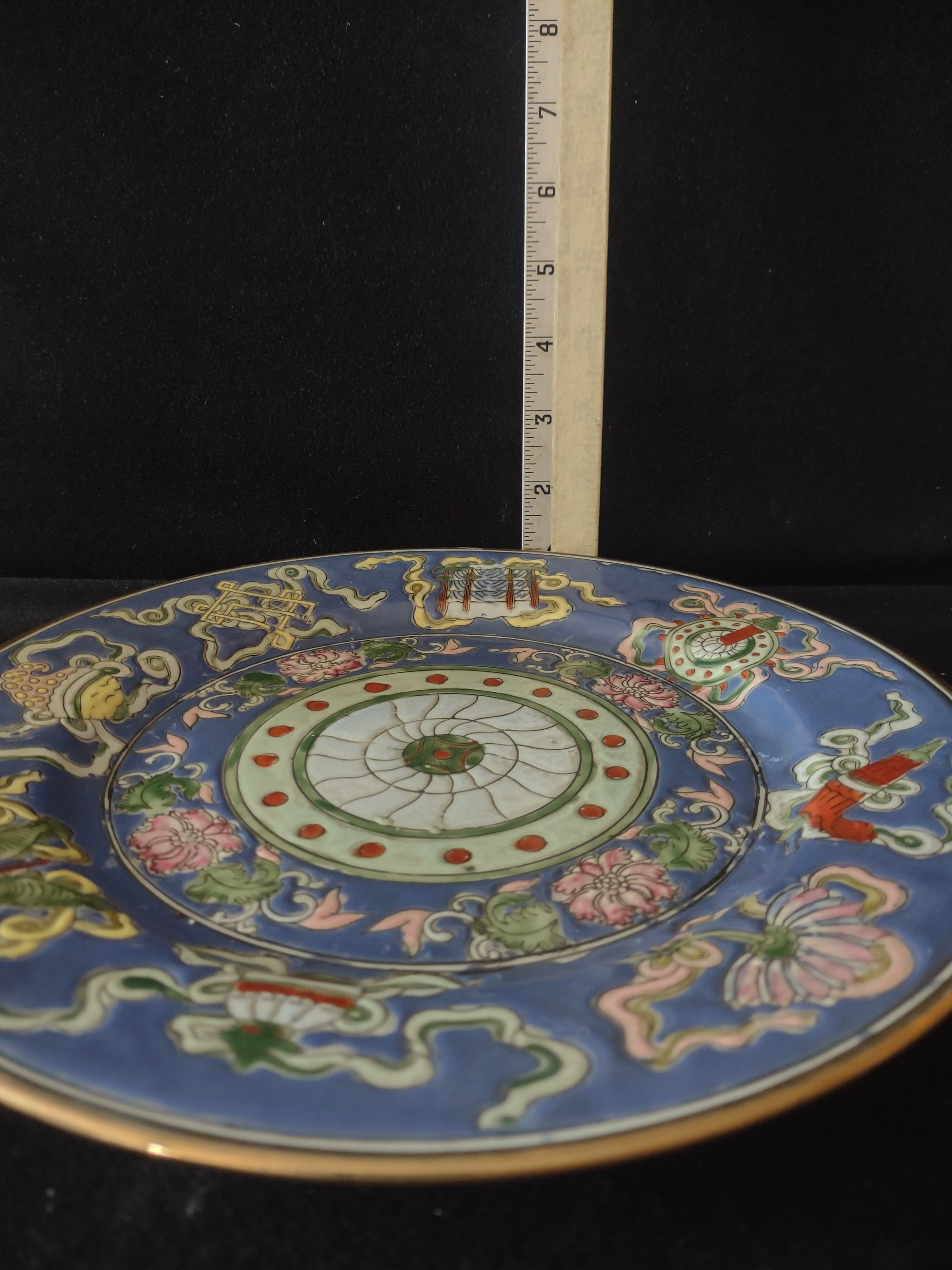 Vintage Blue Oriental 10" Plate Made In Macau (Lot 3397)