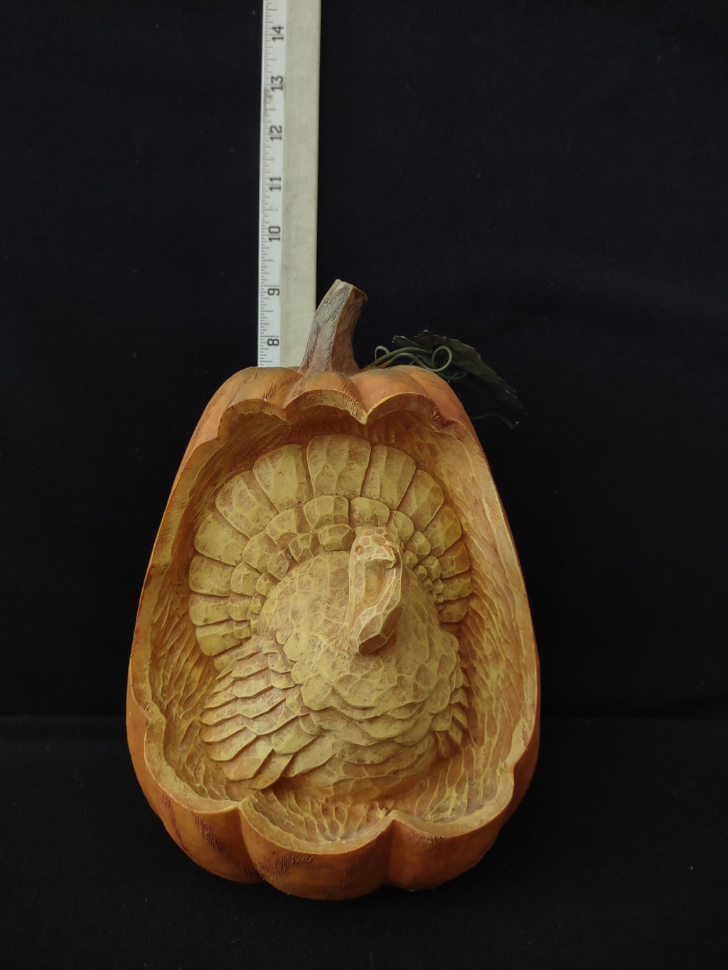 Thanksgiving Ceramic Turkey Engraved Pumpkin (Lot 3115)