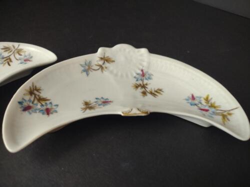 lot 783 GDM CFH Limoges 3 x Bone Plate Blue Pink Flower