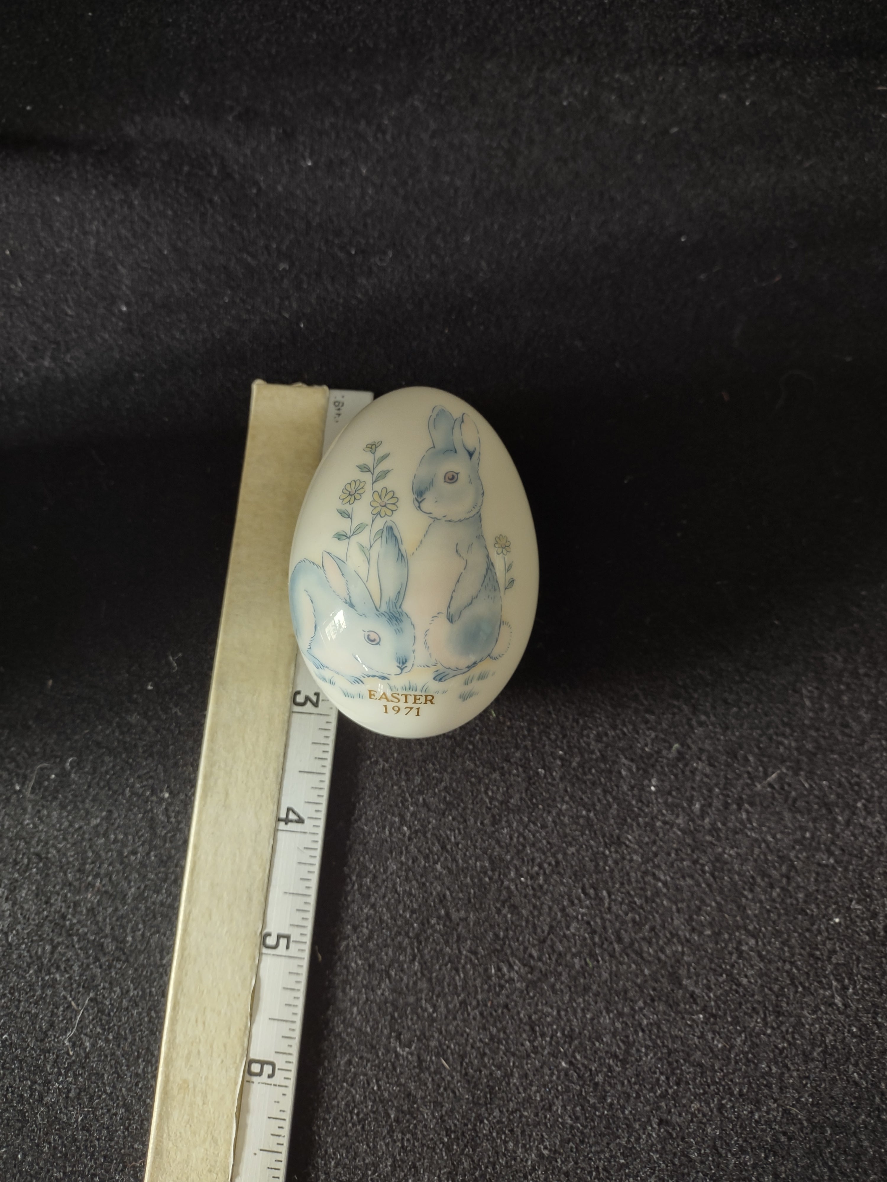 Vintage 1971 Noritake Japan Bone China Easter Egg Blue Bunny Flower (Lot 5071)