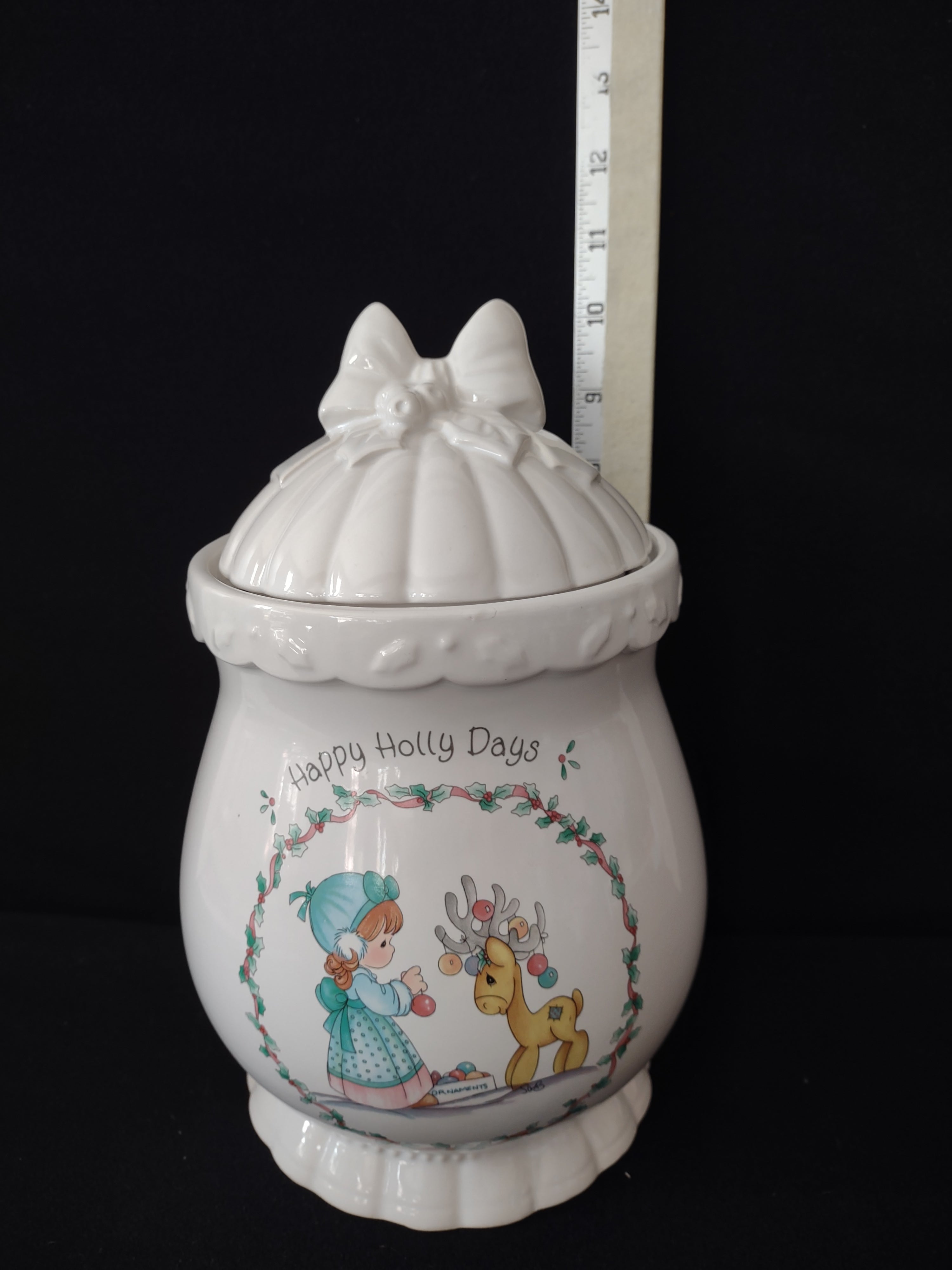 Vintage Precious Moments Happy Holly Days Christmas Cookie Jar (Lot 4047)