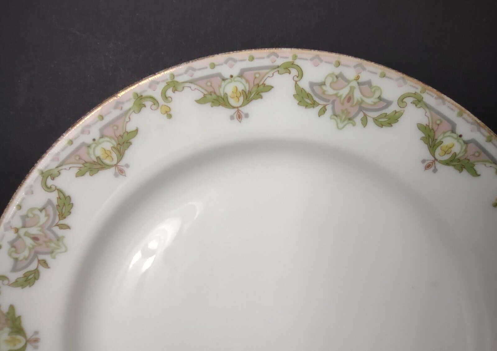 JP (Jean Pouyat) France Dessert Plate Pink Green Yellow (lot 623)