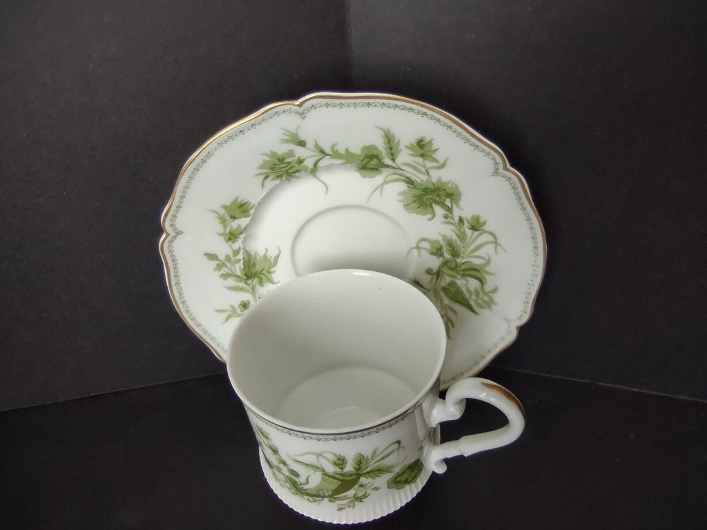 Haviland Limoges France Carette Teacup & Saucer Green Design (lot 735)