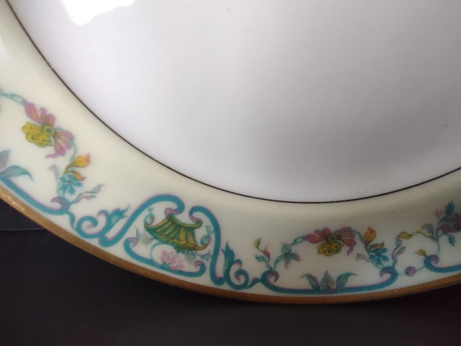 Haviland Limoges Blue Cream Yellow Flower Gold Trim Salad Plate 7-1/2" (lot 727)
